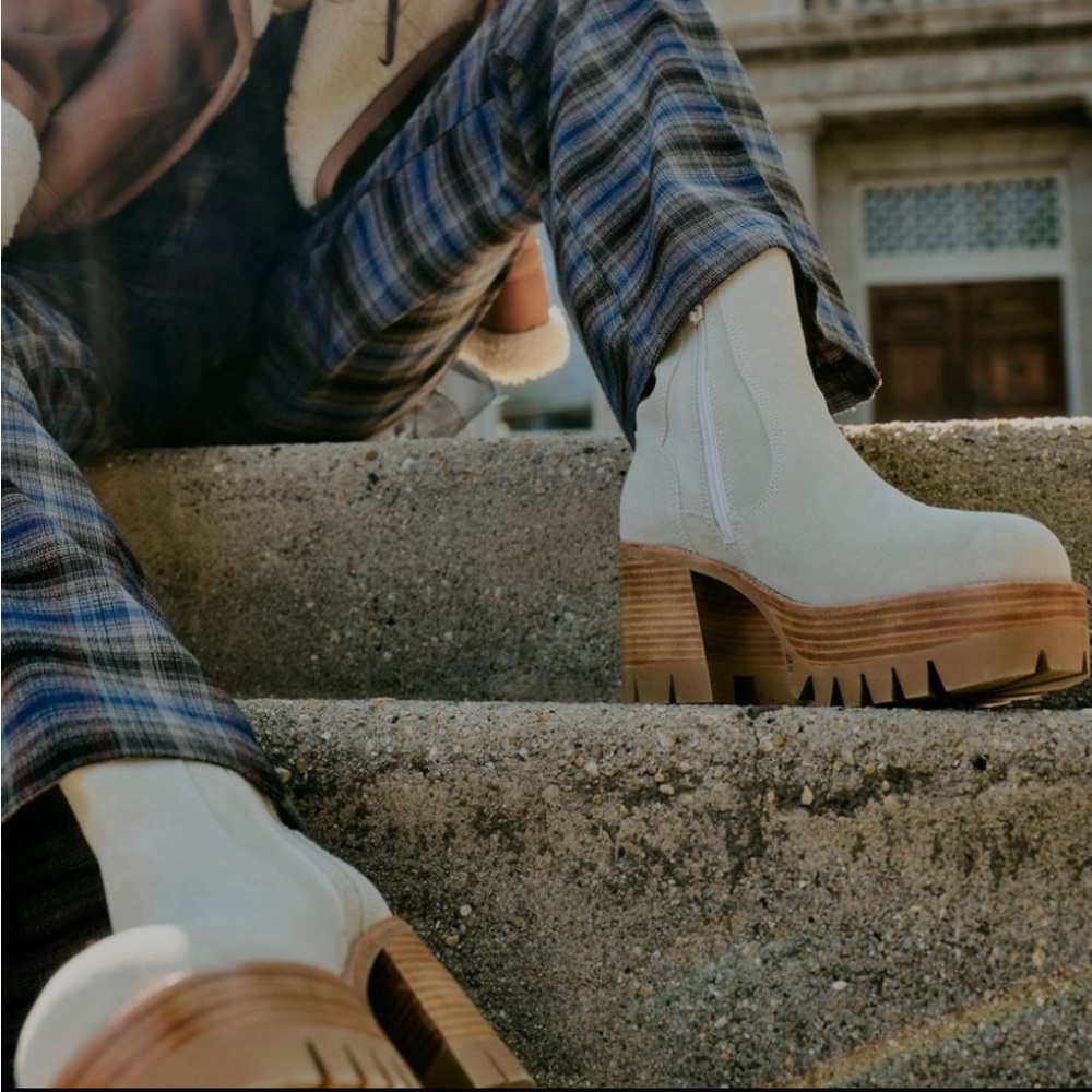 Free People x Jeffrey Campbell suede platform booties